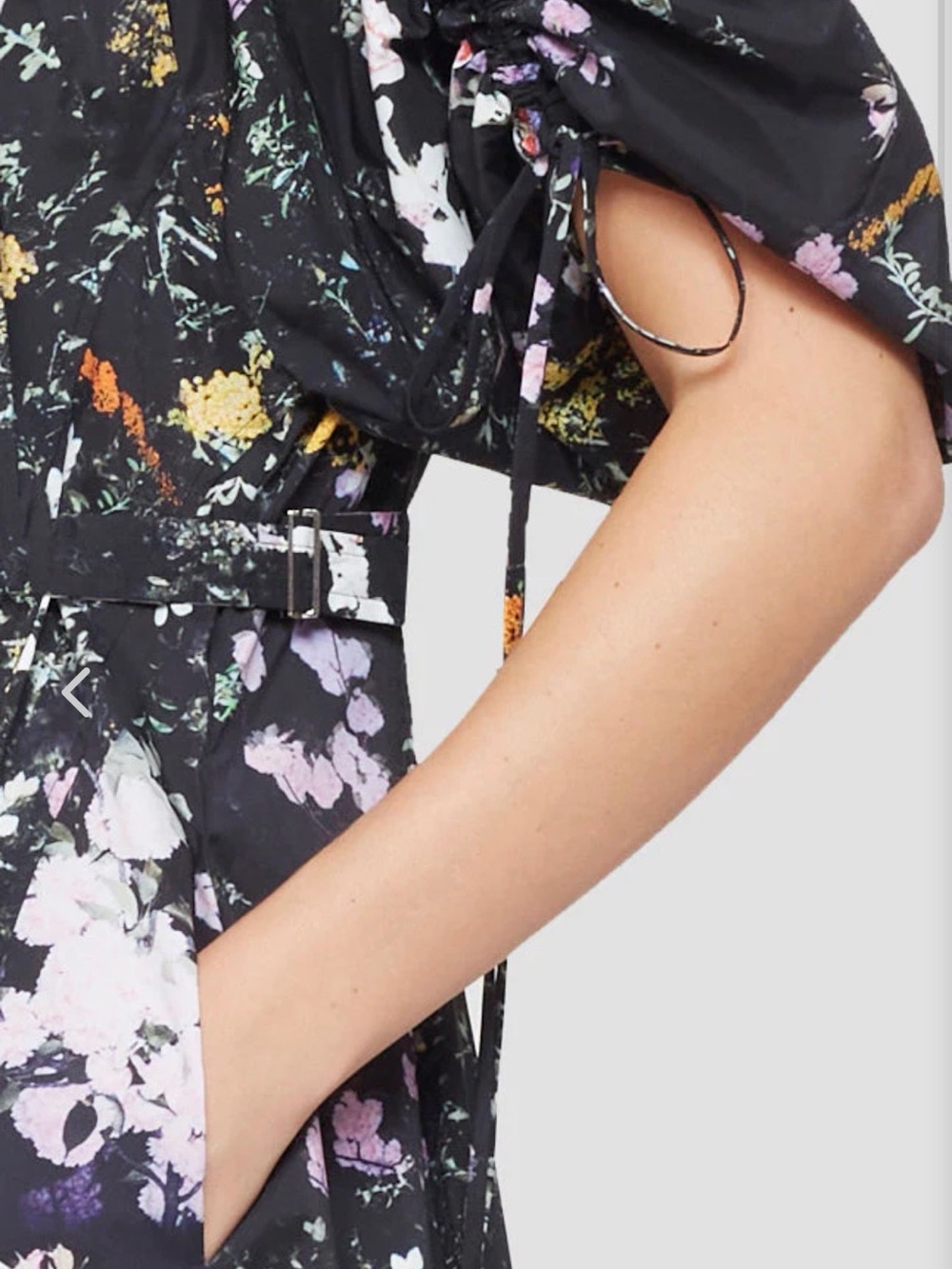 3.1 Phillip Lim Black Floral Pleated Dress with Pink & Green Accents - Picture 10 of 11